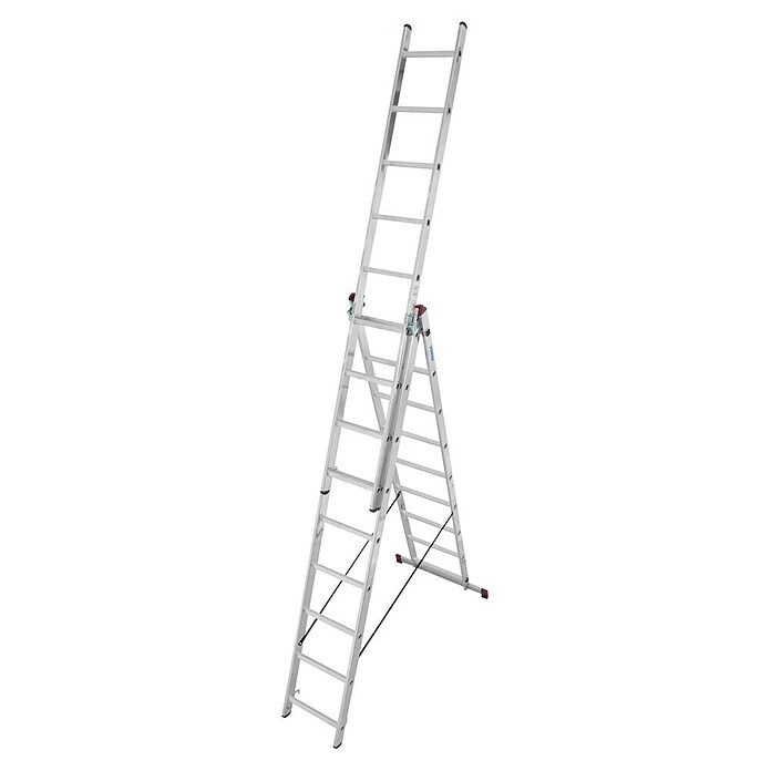 Escalera multiusos (Altura de trabajo: 5,1 m, 3 x 7 peldaños, Aluminio)