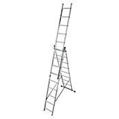 Escalera multiusos (Altura de trabajo: 5,1 m, 3 x 7 peldaños, Aluminio)