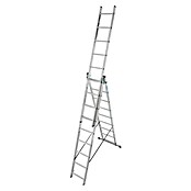 Escalera multiusos (Altura de trabajo: 5,1 m, 3 x 7 peldaños, Aluminio)