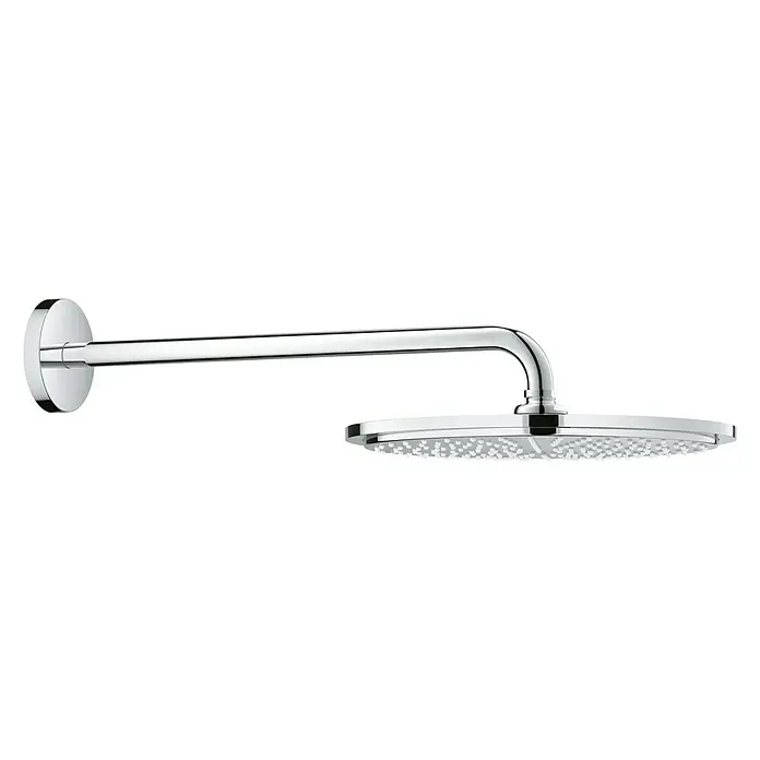 Grohe Rainshower Cosmopolitan 310 Kopfbrausen-Set - Durchmesser: 31 cm, Ausladung: 42,2 cm, 24 l/min, Chrom - Chromfarbener Duschkopf mit Wandarm für ein modernes Badezimmerdesign. Die runde Form und die glänzende Oberfläche verleihen Eleganz.
