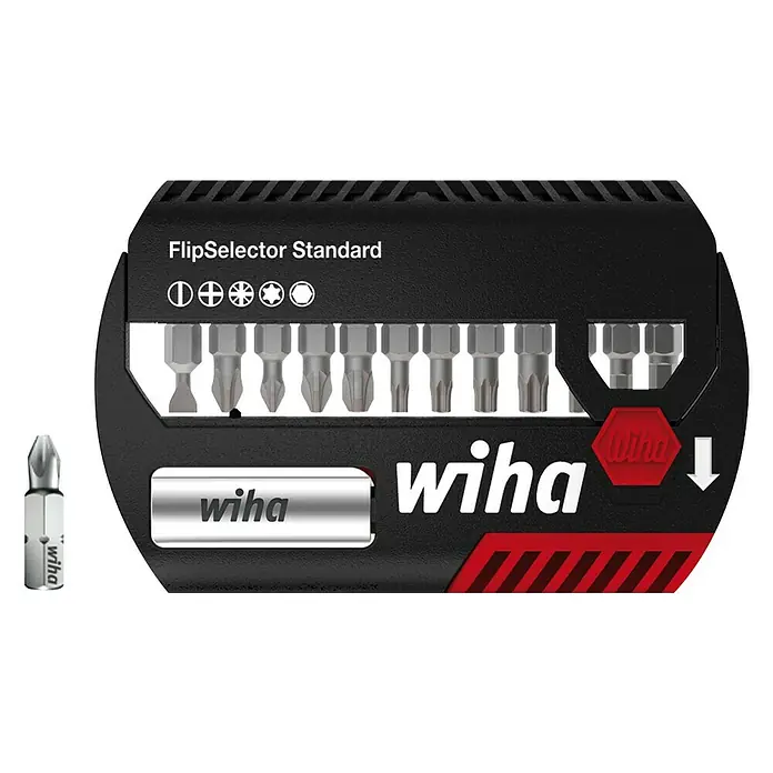 Wiha Bit-Set FlipSelector Standard 25 mm - 13 -tlg. - Wiha FlipSelector Standard Bit-Set mit verschiedenen Schraubendreher-Bits für vielseitige Anwendungen, ideal für Profis.