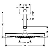 Hansgrohe Kopfbrausen-Set Raindance Select S 300 (Durchmesser: 30 cm, 17 l/min bei 3 bar, Deckenmontage, Chrom)