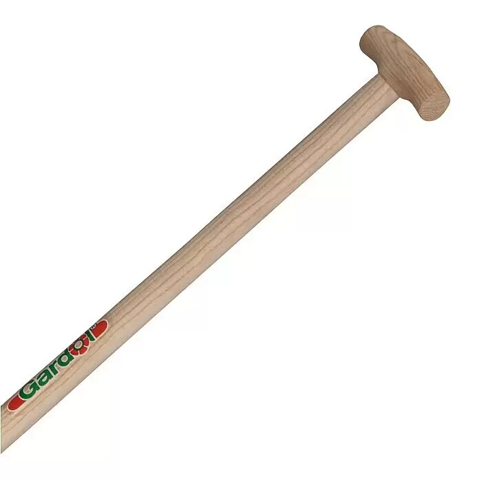 Gardol Gärtnerspaten - T-Stiel - Hellbrauner Holzstiel mit T-Griff und "Gardoil"-Logo für ein Gartengerät.