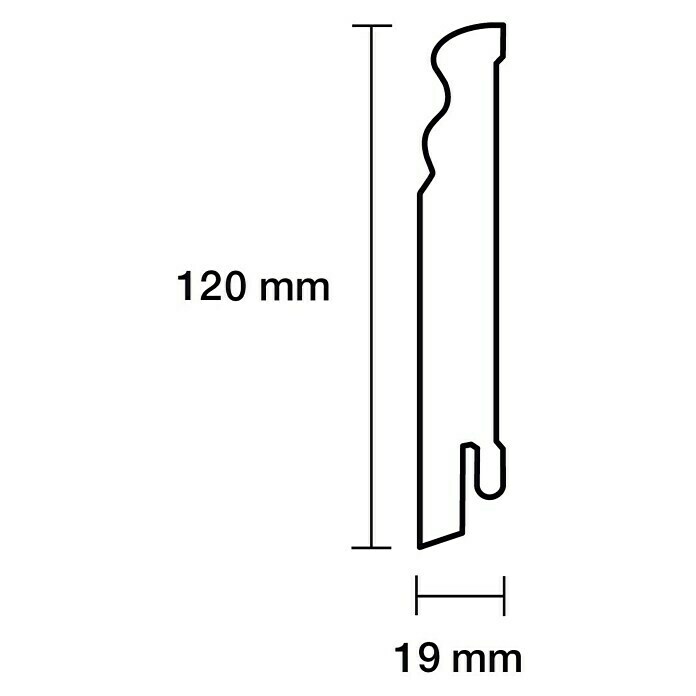 Sockelleiste (240 x 1,9 x 12 cm, MDF, Profiliert) | BAUHAUS