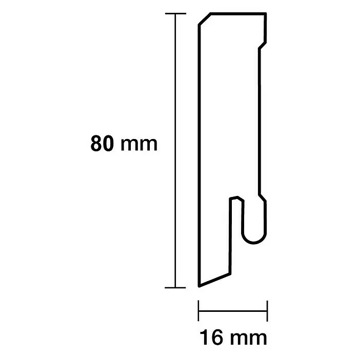 Sockelleiste - 244 x 1,6 x 8 cm, MDF - Skizze