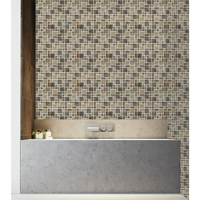 Mosaikfliese Crystal Mix XCM MC679 (30 x 30 cm, Beige/Braun, Glänzend)