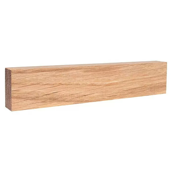 Rechteckleiste - 242 x 2 x 4 cm, Eiche - Rechteckiger Holzklotz, hellbraun mit sichtbarer Holzmaserung.