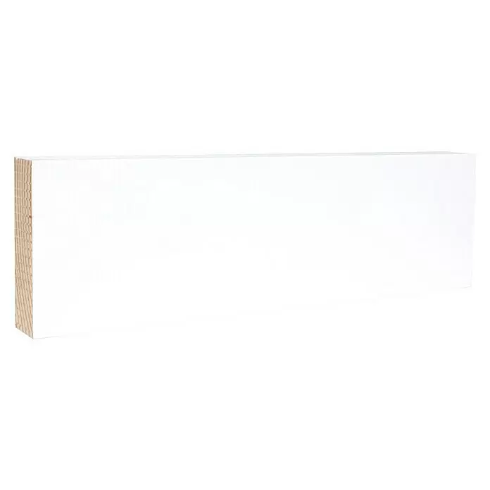 Rechteckleiste - 240 x 1,9 x 6 cm, Kiefer, Lackiert - Weiß lackierte Platte mit sichtbarer Holzkernkante.