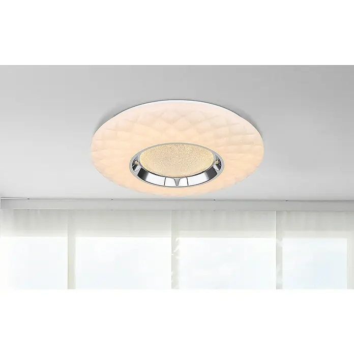 Globo LED-Deckenleuchte rund Magnifique - 30 W, Ø x H: 49 cm x 68 mm, Neutralweiß - Deckenleuchte mit runder Form und Diamantmuster für eine moderne und stilvolle Beleuchtung in Ihrem Zuhause.