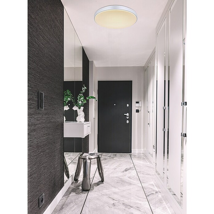 Globo Okrugla stropna LED svjetiljka Sonny  (Ø x V: 41 x 6 cm, 18 W, Bijela, Srebrna) | BAUHAUS