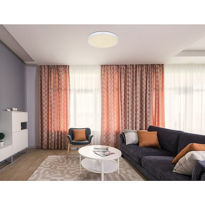 Globo LED-Deckenleuchte rund Sonny (Ø x H: 50,5 x 8 cm, 24 W, Weiß/Silber) | BAUHAUS