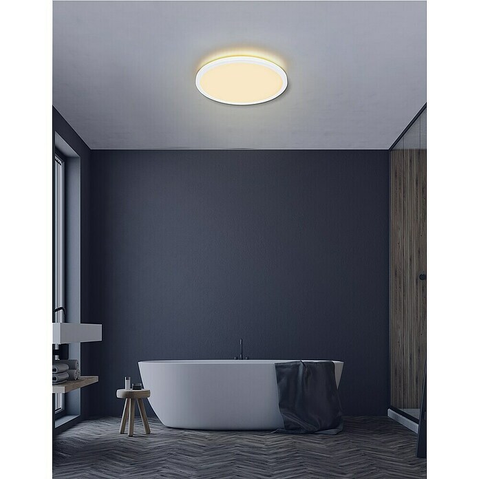 Globo LED-Deckenleuchte rund Sapana (24 W, Ø x H: 42 x 2,5 cm, Weiß, Weiß, Warmweiß) | BAUHAUS