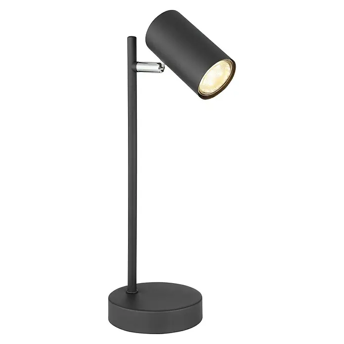 Globo Lámpara de sobremesa Robby - Ø x Al: 12 x 35 cm, GU10 - Elegante lámpara de mesa negra con foco ajustable para iluminación dirigida, ideal para escritorio o mesita de noche.
