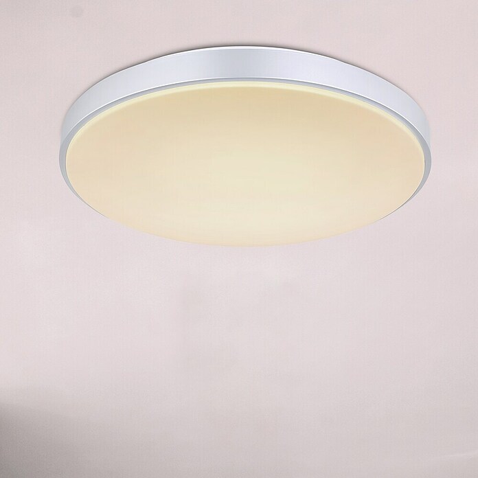 Globo Okrugla stropna LED svjetiljka Sonny  (Ø x V: 41 x 6 cm, 18 W, Bijela, Srebrna) | BAUHAUS