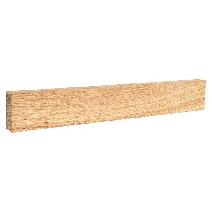 Rechteckleiste - 242 x 1,3 x 3 cm, Eiche - Hellbraunes Holzbrett mit sichtbarer Maserung.