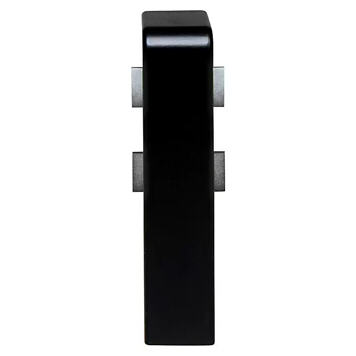 Übergangskappe Modern 58 - Schwarz, 2 Stk. - Schwarzer rechteckiger Riegel oder Verriegelungsmechanismus mit zwei silbernen Seitenlaschen.