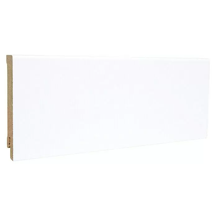 Sockelleiste - 240 x 1,6 x 8 cm, MDF - Weiß lackierte Sockelleiste mit roher MDF-Kante.