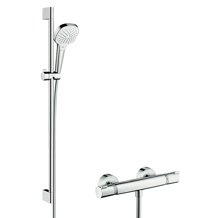 Hansgrohe Brause-Set Croma Select E Vario/Ecostat ComfortLochabstand: 91,5 cm, Chrom/Weiß Front View