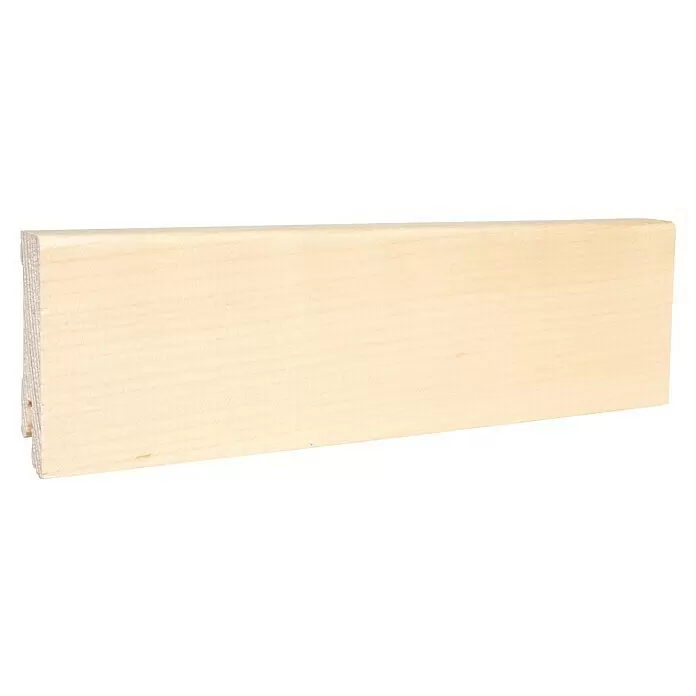 Sockelleiste - 240 x 1,6 x 5,8 cm, Ahorn - Helles Holzbrett mit sichtbarer Maserung, ideal für Leisten oder Bauanwendungen.
