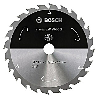 Bosch Cirkelzaagblad Standard for Wood (Diameter: 165 mm, Boorgat: 20 mm, Aantal tanden: 24 st.)