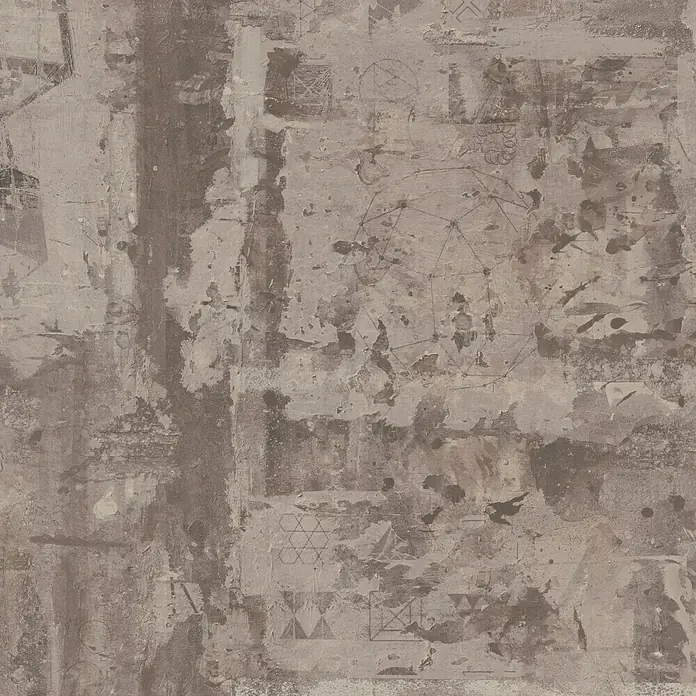 Resopal Küchenrückwand Fixmaß - Da Vinci, 363 x 63,5 cm, Stärke: 15,6 mm, Holz - Strukturierte Wandtapete in Erdtönen mit geometrischen Mustern, die eine moderne und doch verwitterte Optik bietet.