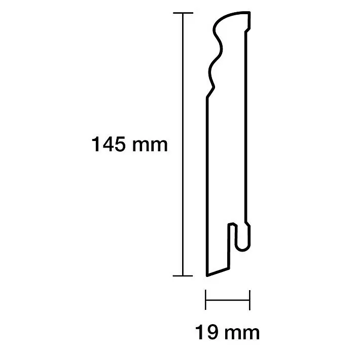 Sockelleiste - 240 x 1,9 x 14,5 cm, MDF, Profiliert - Skizze