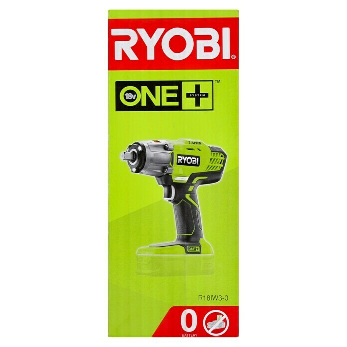 Ryobi ONE+ Akku-Schlagschrauber R18IW3-0 (18 V, Li-Ionen, Ohne Akku, Max. Drehmoment: 400 Nm, Leerlaufdrehzahl: 0 U/min - 2.900 U/min)