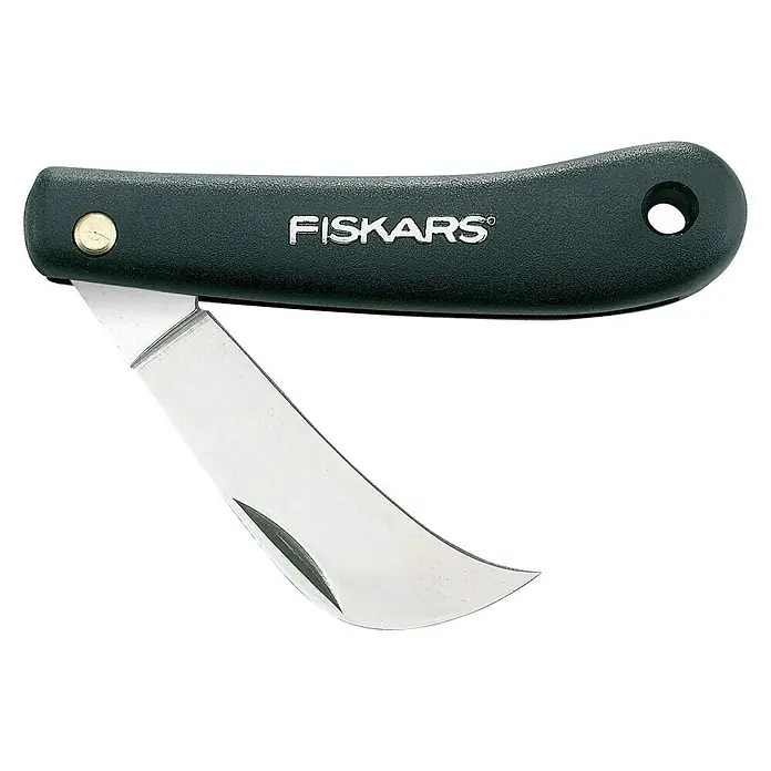 Fiskars Messer K62Länge: 17 cm - Das Fiskars Klappmesser mit gebogener Klinge ist ideal für präzise Schnitte im Garten. Kompakt und sicher.