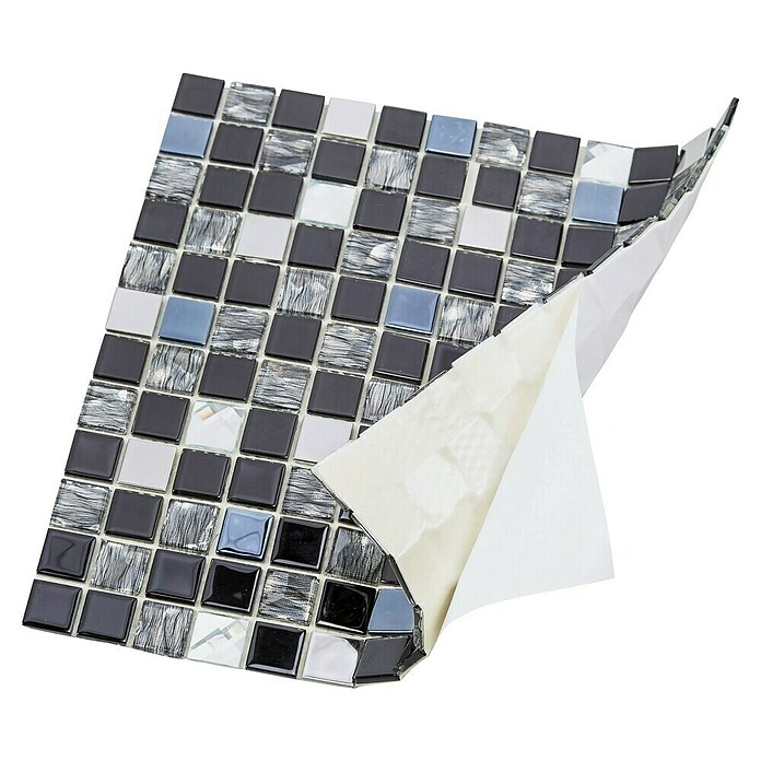 Selbstklebemosaik SAM 4CM26 (30 x 30 cm, Glas, Mix Schwarz)