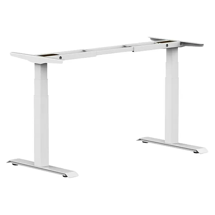Bastidor de mesa T1000 - Elevable, Blanco, Acero, Display digital y USB, Capacidad de carga: 100 kg - Estructura de mesa ajustable en altura en blanco. Una estructura de mesa moderna y ajustable para trabajar ergonómicamente en la oficina o en casa.
