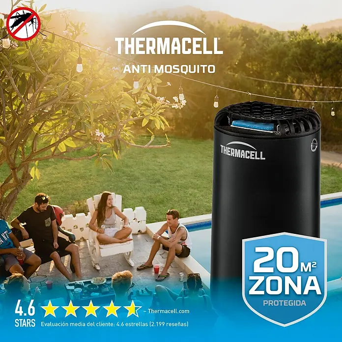 Thermacell Difusor Antimosquitos - Negro, Alcance: 20 m - El dispositivo Thermacell Anti Mosquito proporciona protección contra mosquitos al aire libre. Es ideal para patios y jardines.