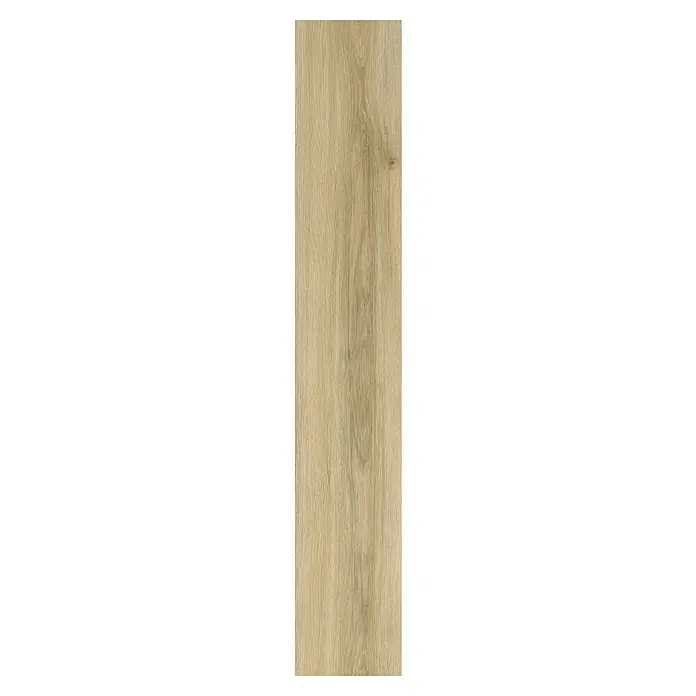 Laminado Roble Rock - 1.205 x 197 x 8 mm, AC5 - Primer plano de un panel de aspecto de madera marrón claro con grano fino. Ideal para un diseño moderno de suelos y paredes.