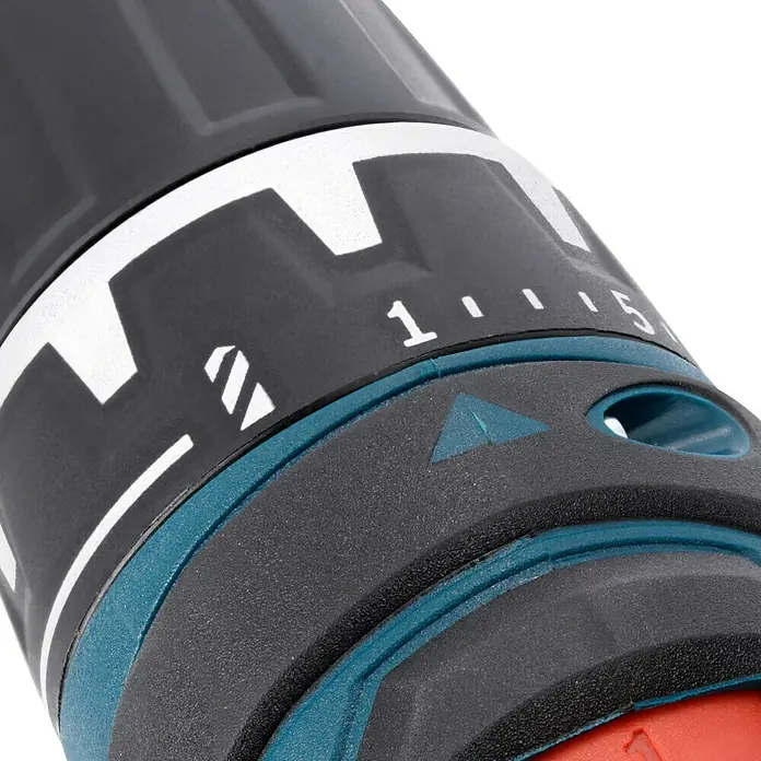 Bosch Professional Akku-Bohrschrauber GSR 12V-15 - 12 V, 2 Akkus, 2 Ah - 4 Ah, 30 Nm - Nahaufnahme eines Akku-Bohrschraubers mit Fokus auf die Drehmomenteinstellung. Gut sichtbar sind die Zahlen 1 bis 5.