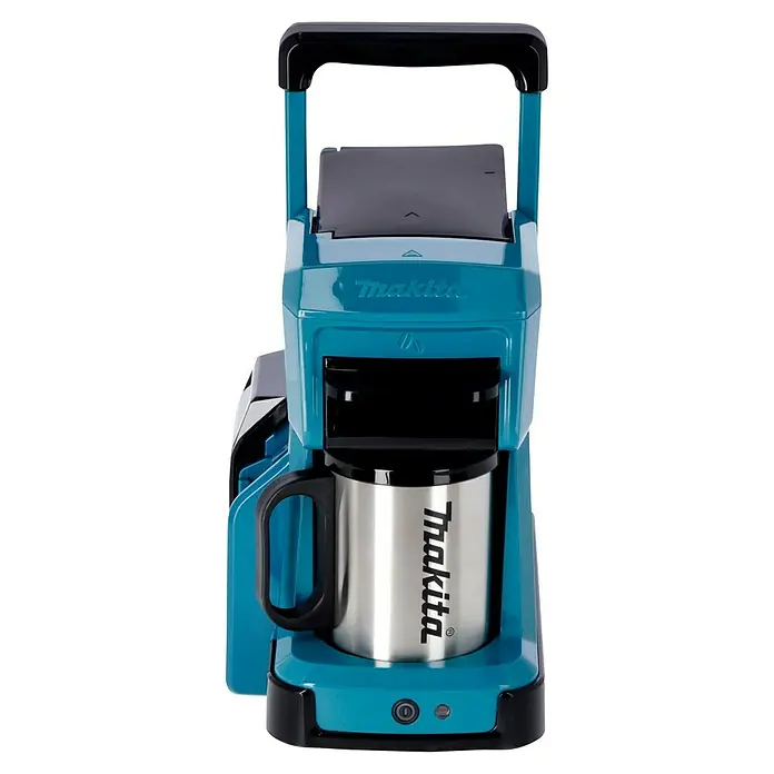 Makita LXT 18V Cafetera a batería DCM501Z - 18 V, Sin batería, Volumen de recipiente: 0,24 l - Cafetera inalámbrica Makita, diseñada para sitios de trabajo. Diseño compacto con taza robusta de acero inoxidable, perfecta para uso móvil.