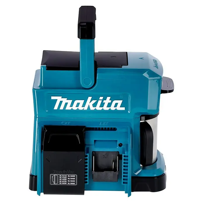 Makita LXT 18V Akku-Kaffeemaschine DCM501Z - 18 V, Ohne Akku, Behältervolumen: 0,24 l - Makita Akku-Baustellenkaffeemaschine mit robustem Design, ideal für den Einsatz auf Baustellen und im Freien.