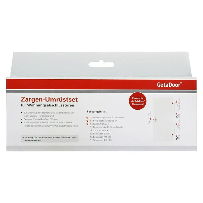 GetaDoor Zargen-Umrüst-Set - Geeignet für: Wohnungseingangstüren, Passend für: GetaDoor Zargen - Zargen-Umrüstset für Wohnungstüren von GetaDoor: Verstärken Sie Ihre Standard-Holzzargen für mehr Sicherheit und Stabilität.