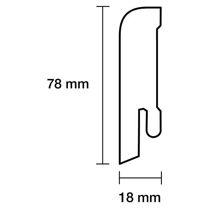 Sockelleiste - 240 x 1,8 x 7,8 cm, MDF - Skizze