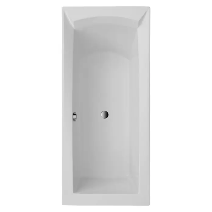 Ottofond Badewanne Tacoma - 180 x 80 cm, Sanitäracryl, Weiß - Ein rechteckiger, weißer Badewannen-Blick von oben, der die saubere, moderne Ästhetik und die zentrale Ablaufposition hervorhebt.