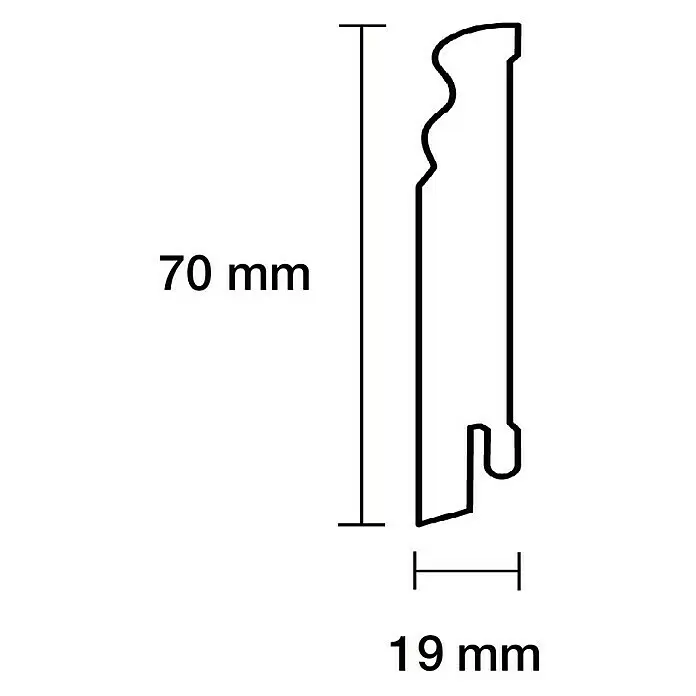 Sockelleiste - 240 x 1,9 x 7 cm, MDF, Profiliert - Skizze