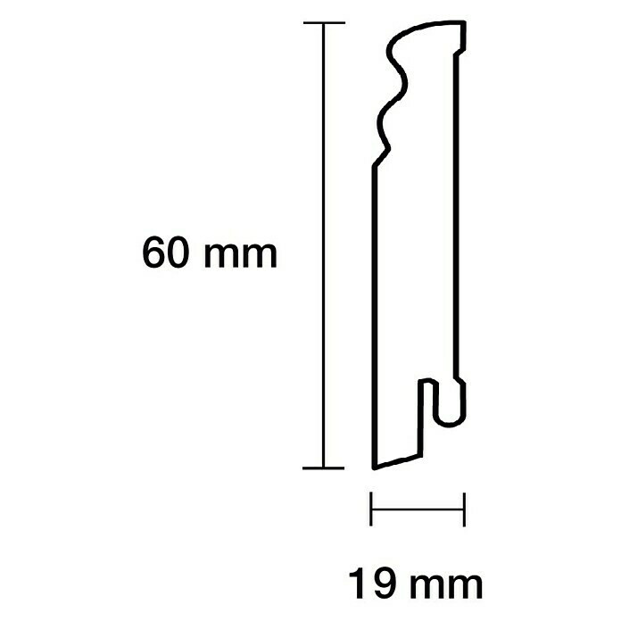 Sockelleiste (240 x 1,9 x 6 cm, MDF, Profiliert) | BAUHAUS