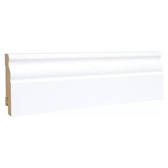 Sockelleiste - 240 x 1,9 x 6 cm, MDF, Profiliert - Weiß profilierte Sockelleiste (MDF) für den Innenausbau.