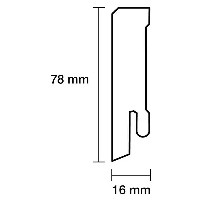 Sockelleiste - 240 x 1,6 x 7,8 cm, MDF, Foliert - Skizze