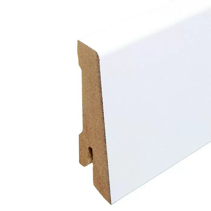 Sockelleiste - 244 x 1,8 x 5,8 cm, MDF - Weißer MDF-Sockelleiste mit genuteter Rückseite zur einfachen Montage.