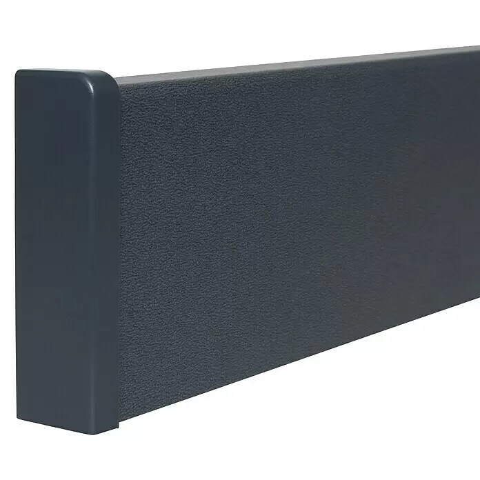 Endkappe Modern 58 - Anthrazit, 2 Stk. - Dunkelgraues strukturiertes Metallprofil mit glatter Endkappe.