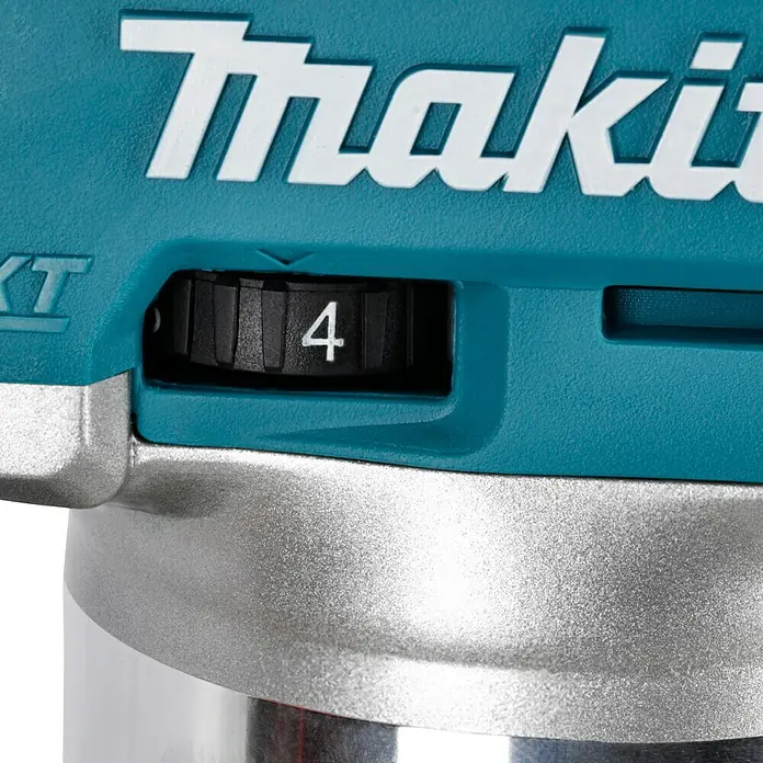 Makita LXT 18V Akku-Multifunktionsfräse DRT50Z - 18 V, Ohne Akku, Leerlaufdrehzahl: 10.000 U/min - 30.000 U/min - Makita Fräse mit Drehzahlregler auf Stufe 4 für präzises Arbeiten. Solide Konstruktion für professionelle Ergebnisse.