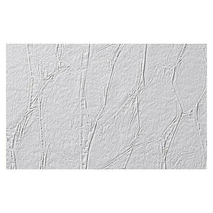 Erfurt Vliestapete Vliesfaser Protect - 200, Uni, 10,05 x 0,53 m - Eine Nahaufnahme einer weißen, strukturierten Tapete, die ein abstraktes Muster aus Ästen und Linien zeigt und eine elegante Optik bietet.