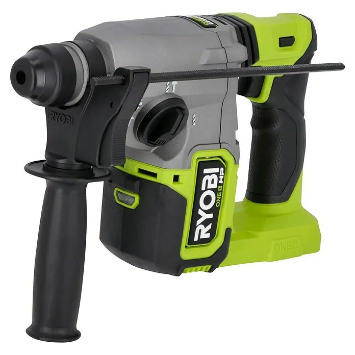 Ryobi ONE+HP Akku-Kombihammer RSDS18X-0 - 18 V, Ohne Akku, 2,5 J - Nahaufnahme einer Ryobi ONE+ HP Akku-Bohrmaschine mit Hammermechanismus, die für ihre Leistung und ihr Design bekannt ist.