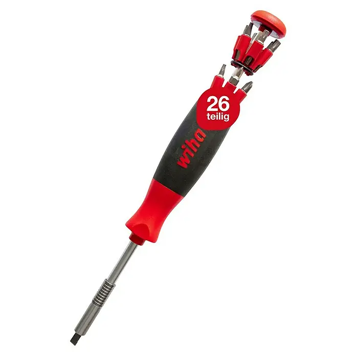 Wiha Schraubendreher mit Bit-Magazin LiftUp 26one - 14 -tlg. - Wiha Bit-Halter Schraubendreher mit 26 Teilen. Ein praktisches Werkzeug für vielseitige Schraubarbeiten, ideal für Profis und Heimwerker.