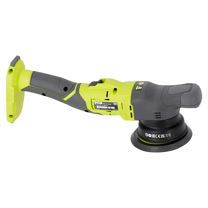 Ryobi ONE+ Akku-Exzenterpolierer R18P-0 - 18 V, Ohne Akku, 125 mm - Akkubetriebene Poliermaschine der Marke Ryobi mit ergonomischem Griff und variablem Drehzahlregler für optimale Polierergebnisse.
