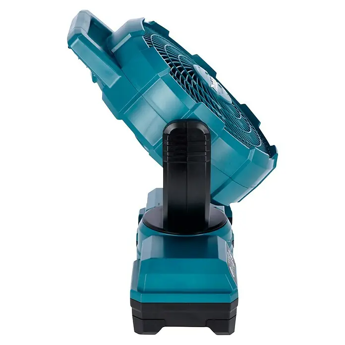 Makita LXT 18V Akku-Ventilator DCF203Z - 18 V, 110 V - 240 V, Ohne Akku, Luftmenge: 8,2 m³/min - Akkubetriebener Ventilator von Makita, tragbar und in blaugrüner Farbe, ideal für Baustellen oder Outdoor-Aktivitäten.